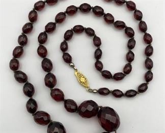 28 Inch Red Glass Graduated Bead Necklace