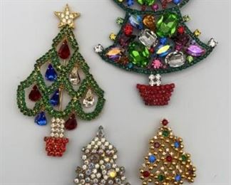Collection of Christmas Tree Pin Brooch