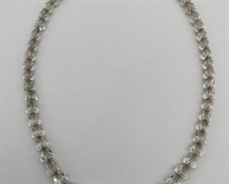 Graduated Crystal Glass Bead Sterling Necklace