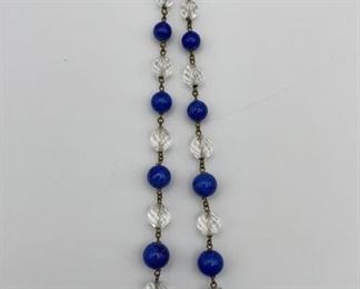 Simulated Lapis & Glass Bead Vintage Necklace