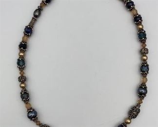 Lapis & Simu Pearl Beaded Necklace
