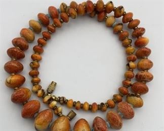 Graduated Tibetan Carnelian Agate Beaded Necklace