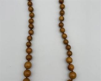 Vintage Carved Wooded Wood Bead Necklace