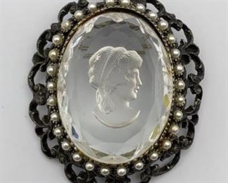 Reverse Cameo Intaglio Pendant Brooch Pin