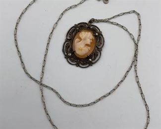 Shell Carved Cameo Sterling Chain Germany