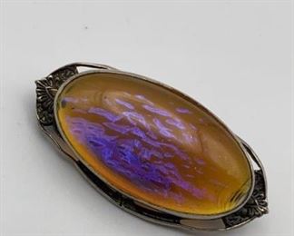 Art Deco Dragons Breath Czech Fire Opal Pin