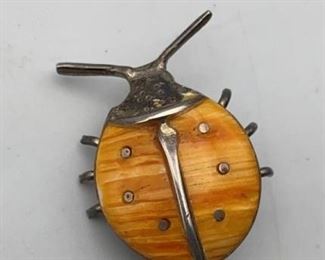 Sterling Ladybug Pin Pendant Brooch Vintage