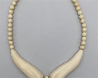 Carved Polished Bone Necklace Beaded