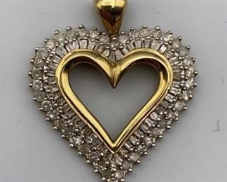 10K Gold & Diamond Heart Pendant