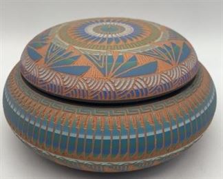 L. King Navajo Signed Glazed Clay Pottery Pot