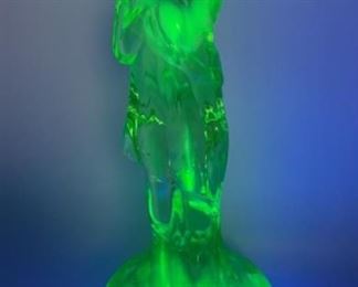 Uranium Glass Woman Flower Frog