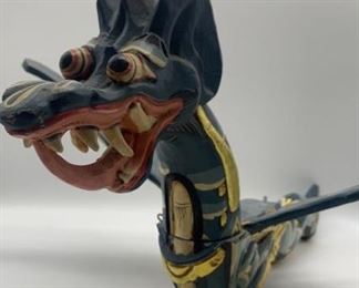 Wooden Carved Asian Dragon Mobile