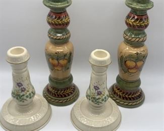 Mikasa & Ceramic Floral Candlesticks (4)