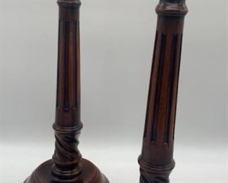 Carved Wooden Candlesticks (2)
