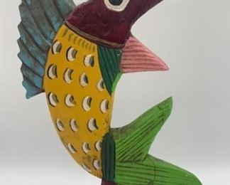 Carved Colorful Swordfish Folk Art Sculpture