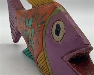 Carved Small Wooden Fish Sculpture