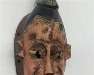 African Carved Crane Ceremonial Tribal Mask