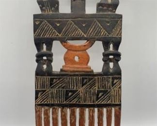 African Tribal Hand Carved Mask/Face/Hand Comb