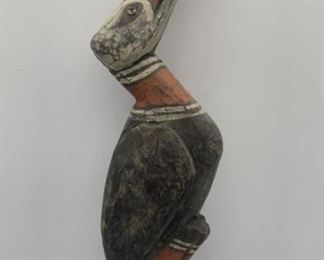 African Carved Wooden Crane Sculpture