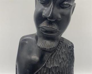 Hand Carved Large African Male Bust , Ebony Wood