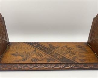 Wood Carved Bookend Shelf