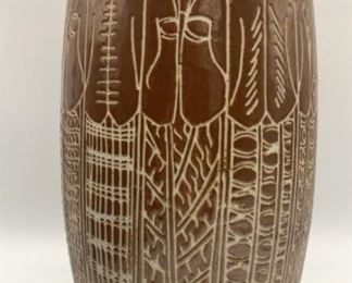 Figural Female Glazed Stoneware Vase