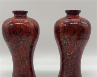 Art Deco Style Enameled Vase Pair