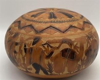 Carved Mahogany Bentwood Oval Box