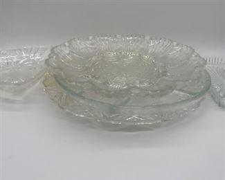 Collection of Cut Glass Kitchen Platter Dishes