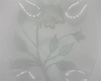 Rose Etched Glass Oval Kitchen Platter