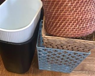 Plastic & Wicker Trash Bins