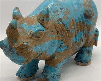 Carved Soapstone Rhinoceros Statue