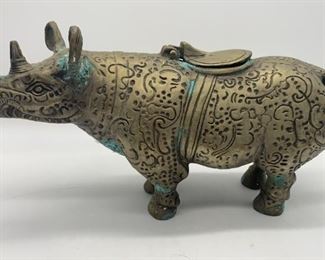 Antique Brass Asian Rhinoceros