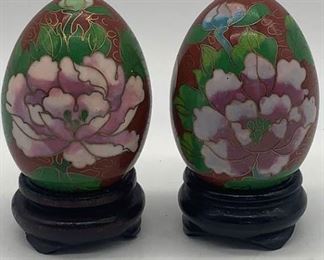 Asian Cloisonne Eggs w/ Stand