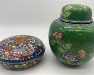 Chinese Cloisonne Brass Enameled Jars