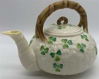 Belleek Irish Shamrock Ceramic Teapot