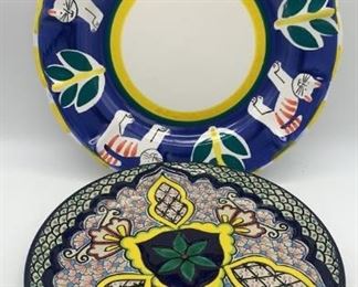 Pottery Barn Cat & Hand Made Mexican Plate