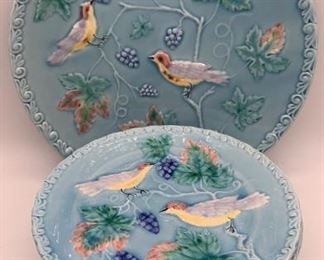 West German Robin Blue Dessert Plate Set (9)