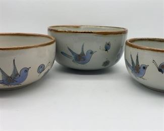 Mexican El Palomar Blue Bird Ceramic Nesting