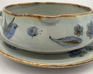 Mexican El Palomar Ceramic Handled Bowl & Plate