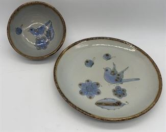 Mexican El Palomar Blue Bird Ceramic Lunch Plate