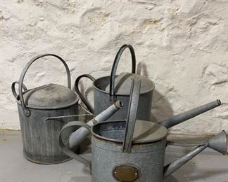 Group of Galvanized Watering Cans