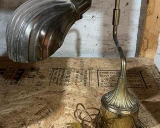 Vintage Art Deco Brass Lamp 14” Works