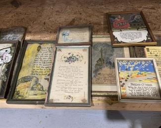 Antique Framed Writings, some have water damage