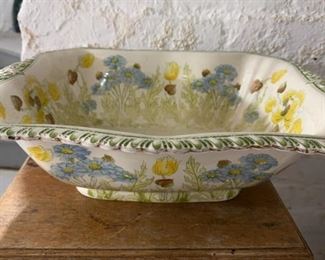 Antique Decorative Floral Bowl 16.5” x  14.5”