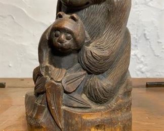 Bamboo Carved Pandas 10 inches tall