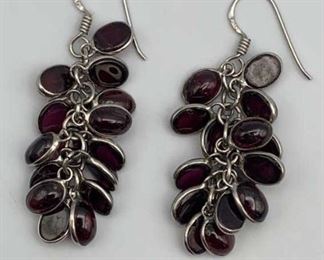 Sterling Amethyst Cluster Earrings Dangle