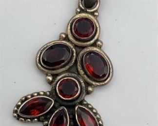 Sterling 925 Garnet Pendant Statement
