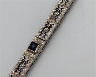 Belais 10K Gold Art Deco Diamond Sapphire