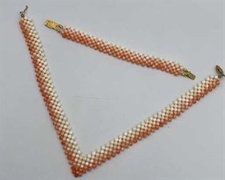 Vintage German Glass Beaded Necklace Bracelet Set